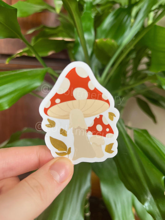 Red Mushroom Glossy Sticker