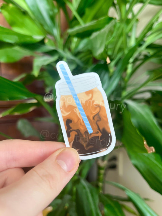 Iced Coffee Swirl Glossy Sticker