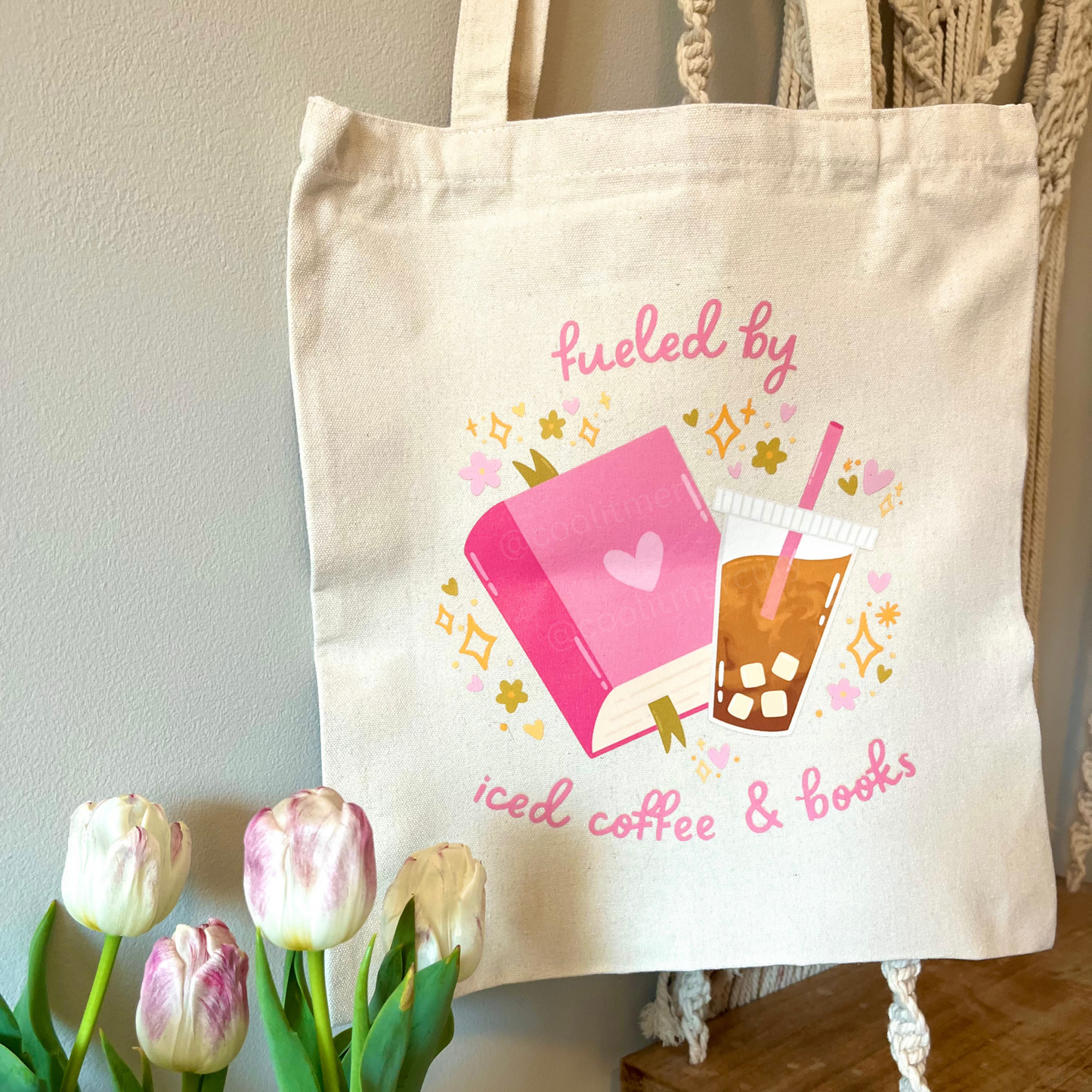 Fueled by Iced Coffee & Books Canvas Tote Bag