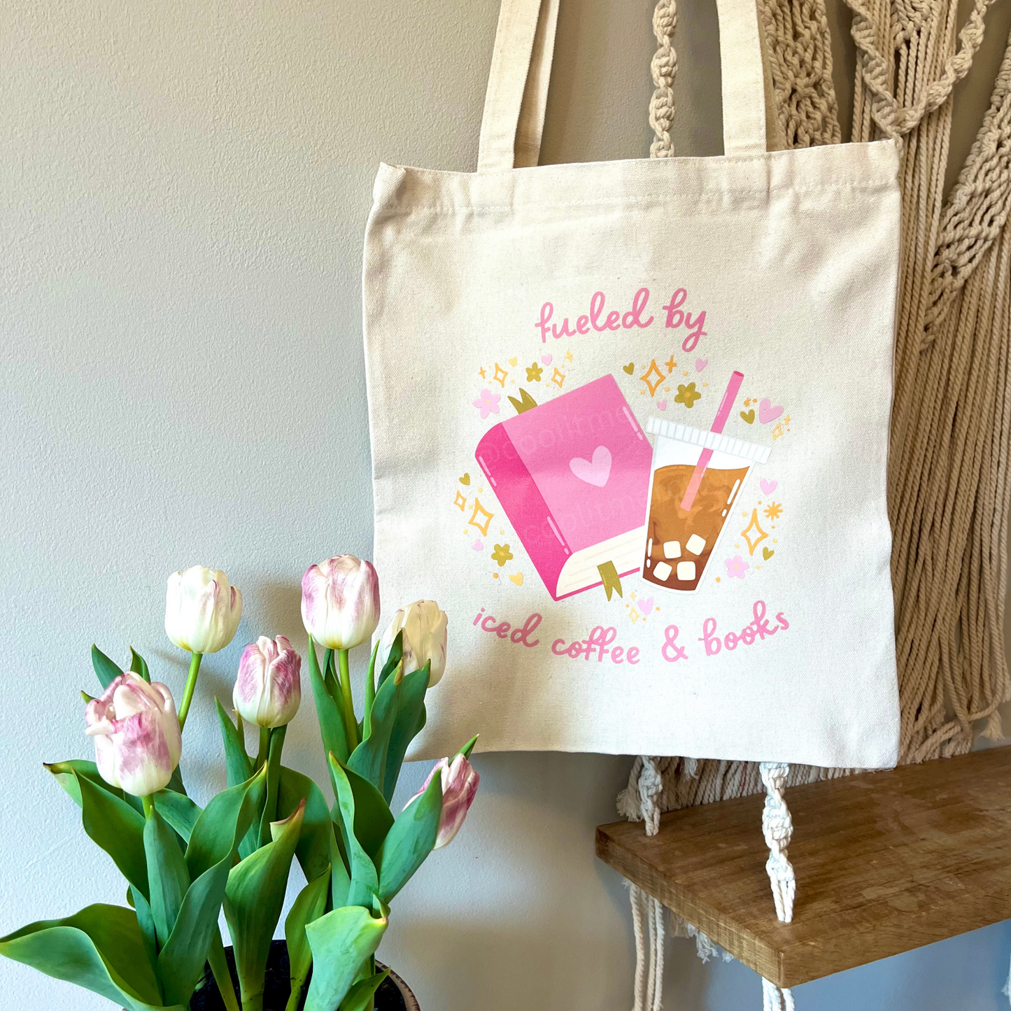 Fueled by Iced Coffee & Books Canvas Tote Bag