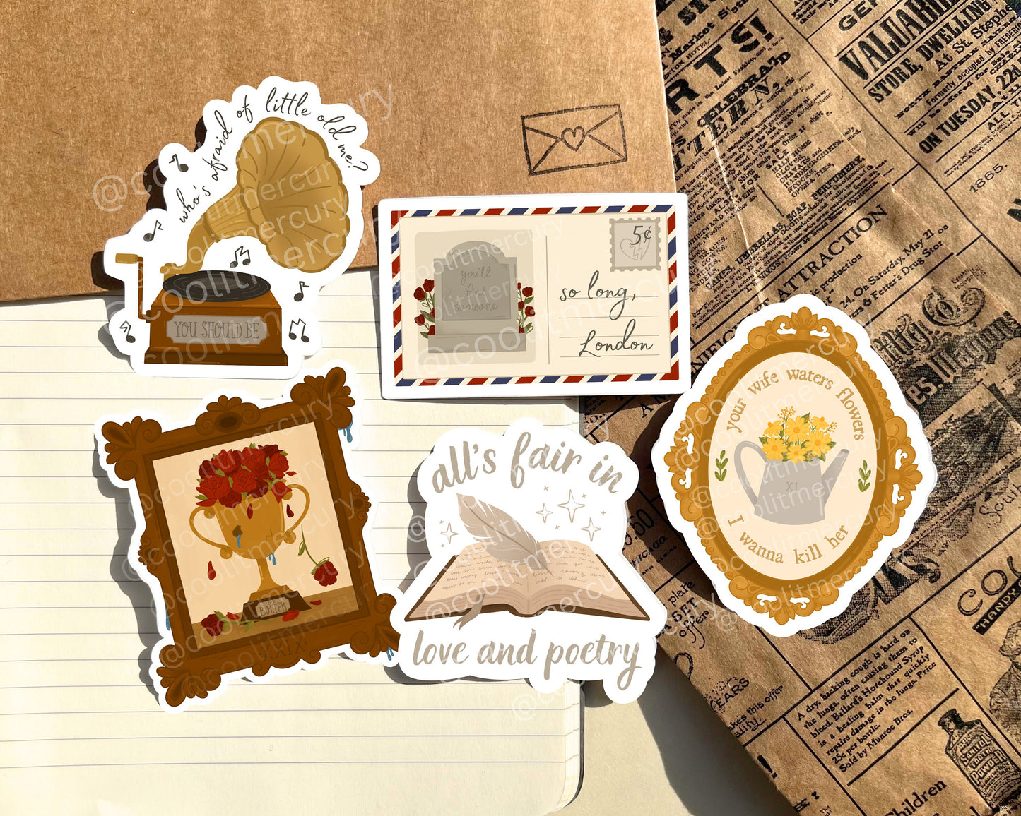 Poetry Era Inspired Glossy Stickers